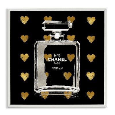 Stupell Industries Glam Brand Perfume Hearts Pattern Black Framed Giclee Art