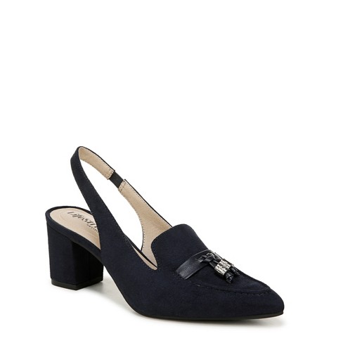 Lifestride Womens Audrey Slingback Block Heel Loafers Lux Navy 9.5 M ...