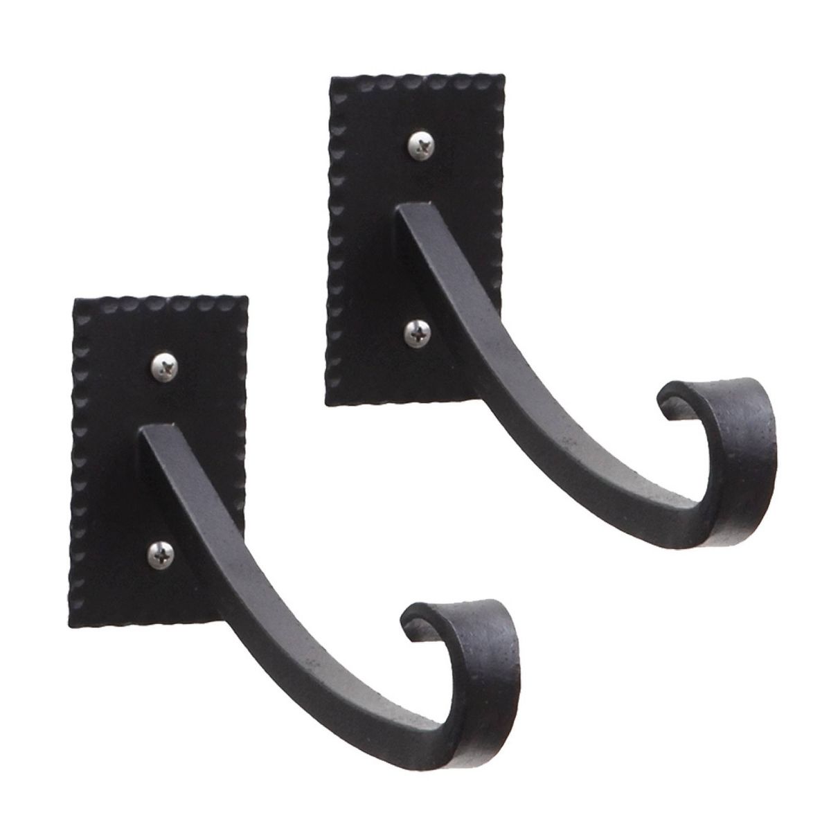ACHLA Designs 2pc Iron Lodge Up Curled Bracket and Multiple Hooks Black 2"x7.75"
