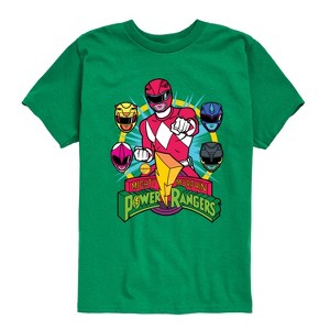 Boys' - Power Rangers - Red Ranger With Faces- Boy's Short Sleeve Tee Short Sleeve Graphic T-Shirt - 1 of 4