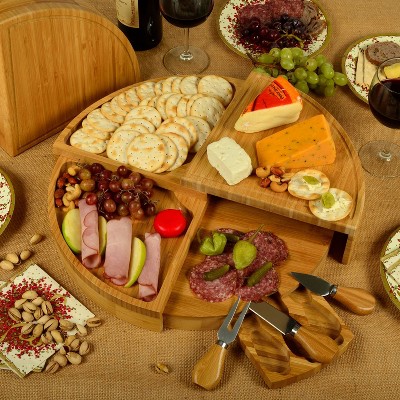 Multi-Level Bamboo Charcuterie Board with Cheese Knife Set