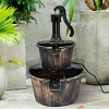 Tangkula 2 Tier Barrel Waterfall Fountain Barrel Water Fountain Pump Outdoor Garden - 2 of 4