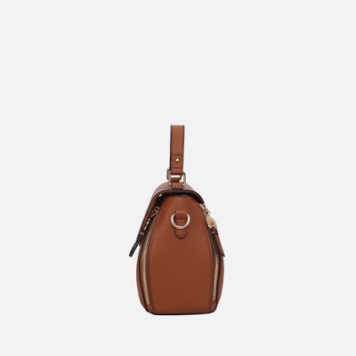 MKF Collection Structured Dome Satchel Crossbody Bag Geometric Stitching, Clementine | MKF Collection by Mia K - Brown — фото 4