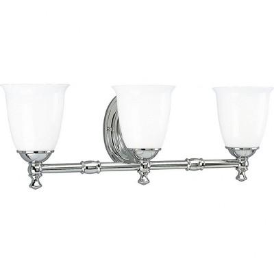 Progress Lighting Victorian Collection 3-Light Bath Fixture, Polished Chrome, Triplex Opal Glass Shade