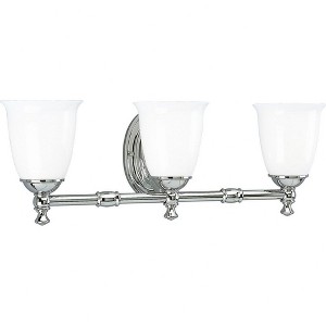Progress Lighting Victorian Collection 3-Light Bath Fixture, Polished Chrome, Triplex Opal Glass Shade - 1 of 4