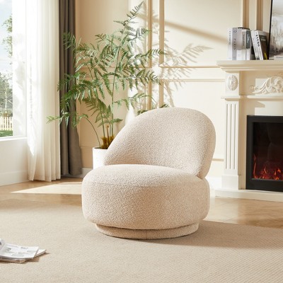 TOAOTBNBO Round Lounge Accent Armless Chair for Sleeping, Oversized Round Bedroom Chair with Recliner Backrest Single Sofa Armless Chair