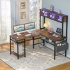 Aheaplus Corner L Desk with Hutch, Reversible Computer Table with LED Light and Charging Station - 2 of 4