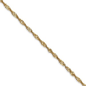 Black Bow Jewelry 1.9mm 14k Yellow Gold Diamond Cut Singapore Chain Necklace - 1 of 4