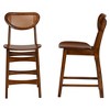 Baxton Studio Hesper Wood and Rattan 2pc Counter Height Barstool Set Walnut Brown/Light Brown: Mid-Century, Ergonomic Footrest, Unupholstered - 4 of 4