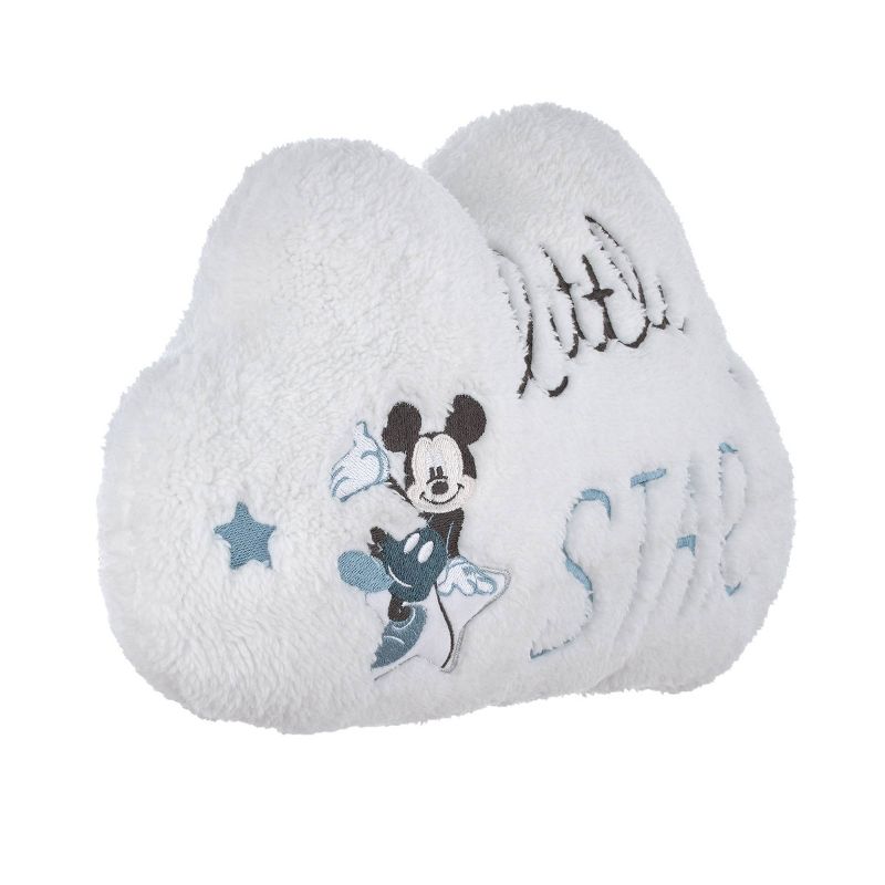 Disney Mickey Mouse Faux Shearling Embroidered Decorative Throw Pillow - Little Star Cloud Shaped, 2 of 5