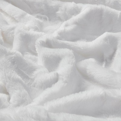White Oversized Faux Fur Reversible Throw Blanket