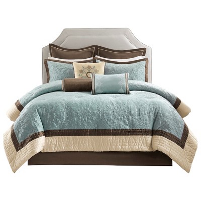 LIVN CO. 6 Piece Embroidered Coral Motif Comforter Set