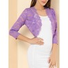 INSPIRE CHIC Women's Elegant 3/4 Sleeve Sheer Floral Lace Open Front Crop Shrug - 2 of 4