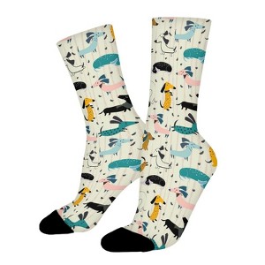 Dachshund Hot Dog Women Printed Crew Socks Funny Funky Socks Soft Polyester Novelty Gifts for Artists Men - 1 of 1