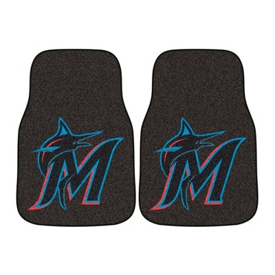 MLB Miami Marlins Carpet Car Mat Set - 2pc