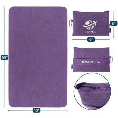 Pavilia Purple Microfleece Travel Blanket and Pillow Set