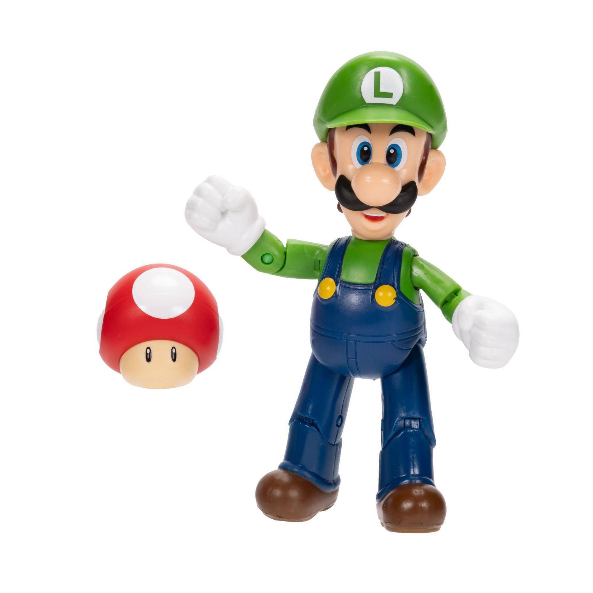 Nintendo Super Mario 4" Luigi With Red Mushroom Figure Wave 50 Action Figure