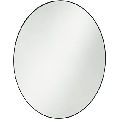 Noble Park Aryn Matte Black Metal 23 1/2" x 30" Oval Wall Mirror