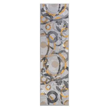 World Rug Gallery Distressed Modern Circles Stain Resistant Soft Area Rug