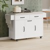 JUJABU White Kitchen Island with Trash Can Storage Cabinet, Drop Leaf, Spice Rack and Adjustable Shelf - 4 of 4