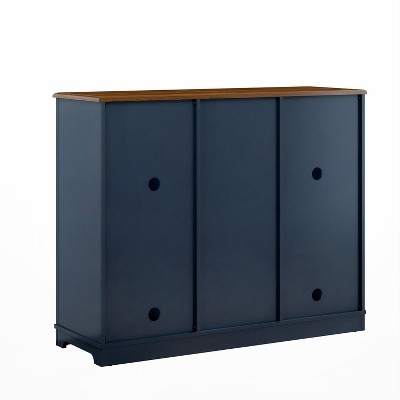 Navy Blue 47" Wine Cabinet with Glass Doors and Metal Rack