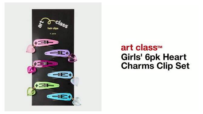 Girls&#39; 6pk Heart Charms Clip Set - art class&#8482;, 2 of 5, play video