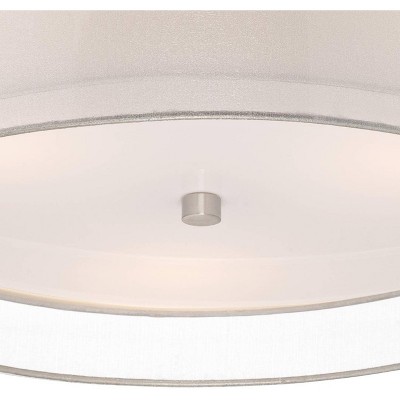 Polished Nickel Double Drum Ceiling Light with Acrylic Diffuser