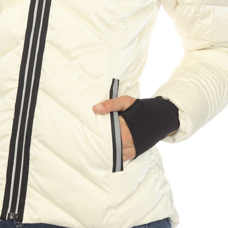 Women's Midweight Quilted Contrast With Thumbholes Hooded Jacket - White Mark, 6 of 8