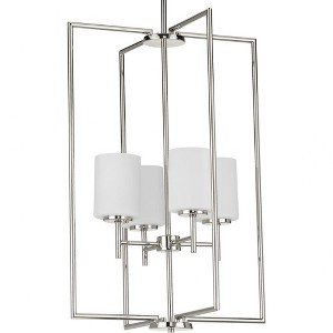 Progress Lighting Replay 4-Light Foyer Pendant, Polished Nickel, Etched Glass Shade - 1 of 4