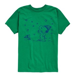Boys' - Peanuts - Snow Snoopy And Woodstock Short Sleeve Graphic T-Shirt - 1 of 4