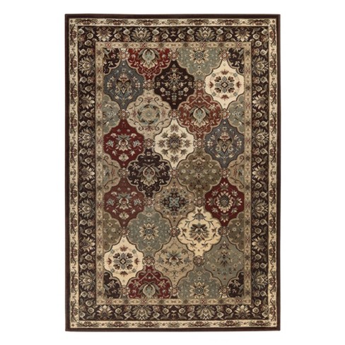 Traditional Floral Medallion Indoor Area Rug, 5'x8', Chocolate - Blue ...