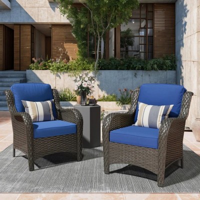 XIZZI Wicker Patio Furniture Set with 3-Seat Sofa, Swivel Rocking Armchairs & Ottomans & Side Table, Modular Sectional Outdoor Conversation Sofa Set