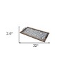 HomeRoots 32" Brown and Black Glass Metal And Wood Geometric Serving Tray With Handles - 3 of 4