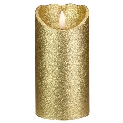 Northlight LED Lighted Flameless Flickering Pillar Christmas Candle - 6" - Gold