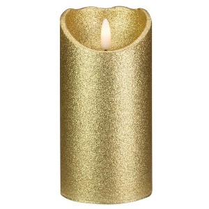 Northlight LED Lighted Flameless Flickering Pillar Christmas Candle - 6" - Gold - 1 of 4