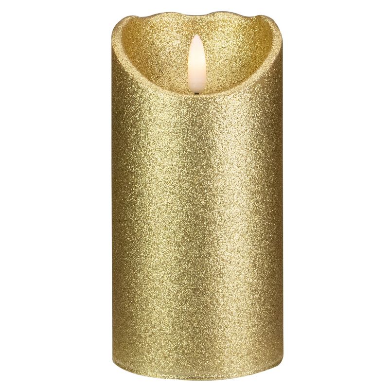Northlight 6" LED Gold Glitter Flameless Christmas Decor Candle, 1 of 6