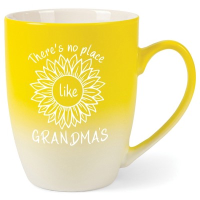 Elanze Designs There'S No Place Like Grandma'S Two Toned Ombre Matte Yellow and White 12 ounce Ceramic Stoneware Coffee Cup Mug