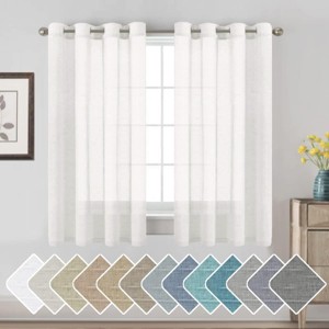 Natural Linen Blended Semi-Sheer Curtains Privacy Assured with Nickel Grommet for Living Room - 1 of 4
