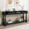 PAGED Mediterranean Style Extra-Long Console Table, 63" Entryway Table with Drawers and Shelf, Entryway Sofa Table with Solid Wood Legs - 2 of 4