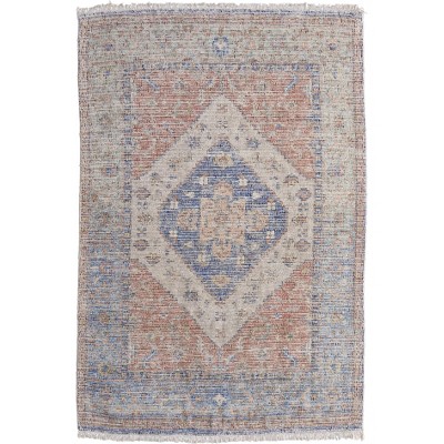 Caldwell Transitional Distressed Ivory/Blue/Red Area Rug