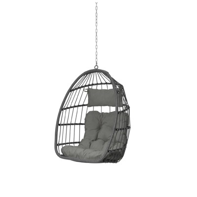 VisioGear Egg Chairs, Patio Egg Chair, Outdoor Garden Egg Swing Chair Hanging Chair for Bedroom Living Room, Dark Gray, 28.70"*28.5"*55.6"