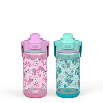 Zak Designs 17.5 oz Riverside Bluey Kids Water Bottle with Straw and Built  in Carrying Loop Made of Durable Plastic, Leak-Proof Design for Travel, 2PK