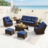 Spruce & Spring Outdoor Wicker Patio Outdoor Sofa Swivel Chair Coffee Table - 3 of 4