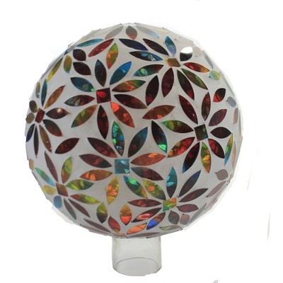 Home & Garden 9.5" Bright Flower Gazing Ball Mosaic Glass Evergreen Enterprises Inc  -  Outdoor Sculptures And Statues