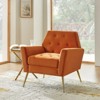 Maris Velvet Tufted  Living Room Armchair with Metal Base and angular frame backrest  | Karat Home - 3 of 4