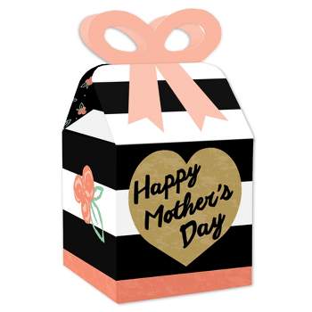 Big Dot of Happiness Best Mom Ever - Square Favor Gift Boxes - Mother's Day Party Bow Boxes - Set of 12