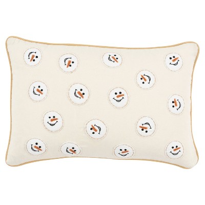 14"x20" Oversize Poly Filled Home Snowmen Lumbar Throw Pillow Ivory - Rizzy Home