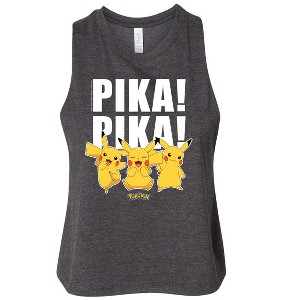 Women's Pokémon Pika! Pika! Graphic Racerback Tank - Heather Charcoal - Small - 1 of 3
