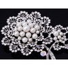 Anna-Kaci Silvery Tone Faux Pearl Rhinestone Two Dandelion Flowers Fashion Pin Brooch - Multicolor - 2 of 4
