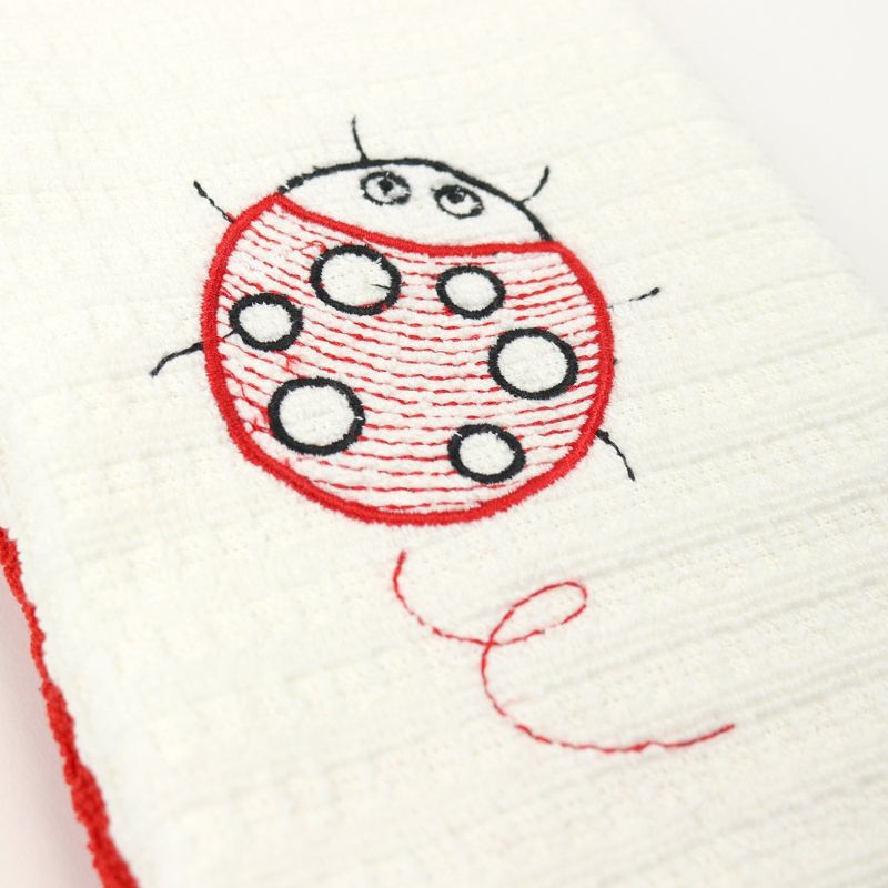 Sloppy Chef Lucky Embroidered Kitchen Towel (2-Piece Set), 16x26, 100% Cotton, Lady Bug Design, 3 of 9